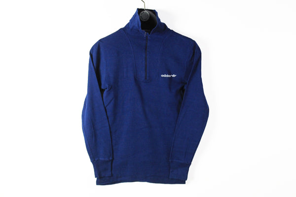 Vintage Adidas Sweatshirt Half Sleeve Small navy blue 80s sport style jumper