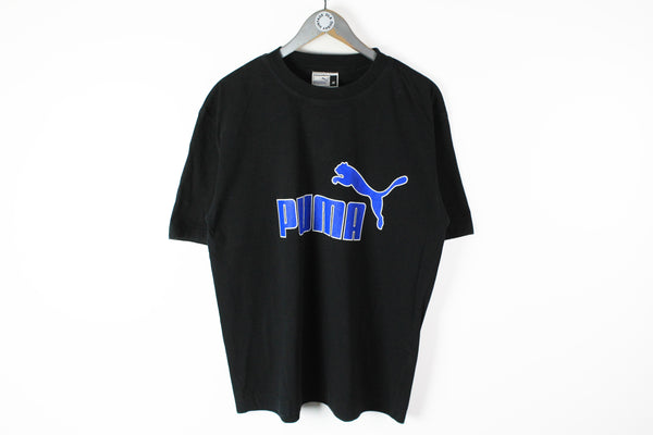Vintage Puma T-Shirt Medium black big logo 90s sport tee Germnay style