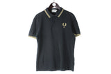 Vintage Fred Perry Polo T-Shirt black 100 years made in England 90s retro style casual football hooligans collared shirt