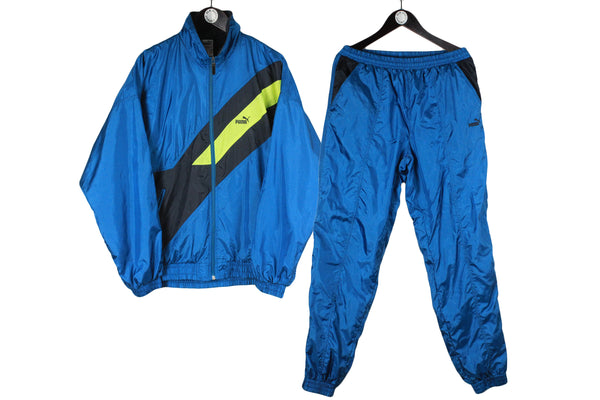 Vintage Puma Tracksuit Large blue 90s full zip windbreaker retro style jacket and sport pants
