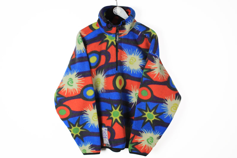 Vintage Nordica Fleece 1/4 Zip XLarge multicolor abstract sweater