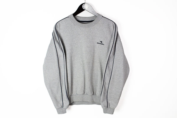 Vintage Diadora Sweatshirt Medium gray small logo 90's retro style crewneck jumper
