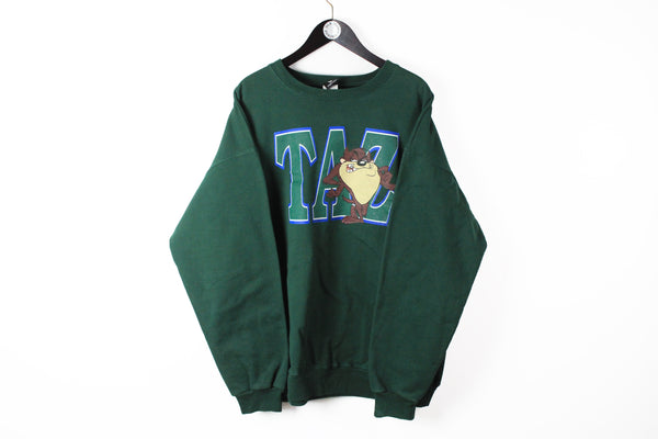 Vintage Taz Warner Bros Sweatshirt XLarge / XXLarge big logo 90s crew neck cartoon jumper