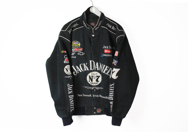 Vintage Jack Daniels Chevrolet Jacket Large black racing jacket JH Design NASCAR