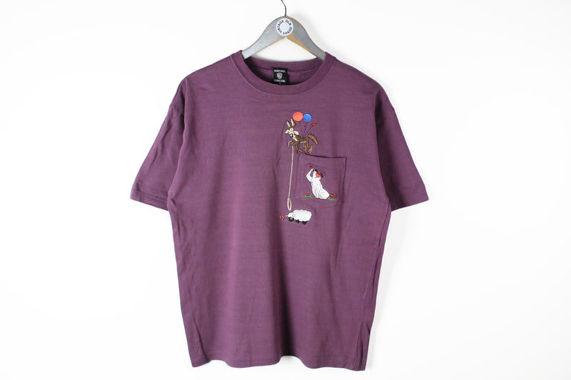 Vintage Warner Bros 1997 T-Shirt Medium purple looney tunes 90s cartoon tee