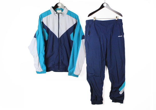 Vintage Adidas Tracksuit Large blue windbreaker 90's retro style track jacket and pants