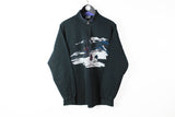 Vintage Maser Sweatshirt 1/4 Zip Large black Polar Bear pattern 80s ski Austria jumper