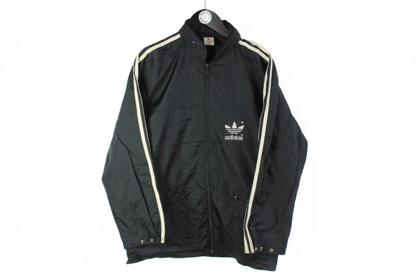 Vintage Adidas Jacket Medium made in Philippines 80s light wear black windbreaker