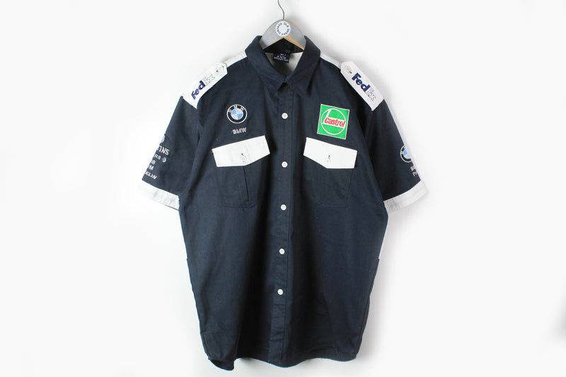 Vintage BMW Williams Team F1 Shirt XXLarge classic Castrol FedEx half sleeve shirt