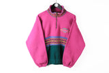 Vintage Fleece 1/4 Zip Small pink green 90s ski sweater