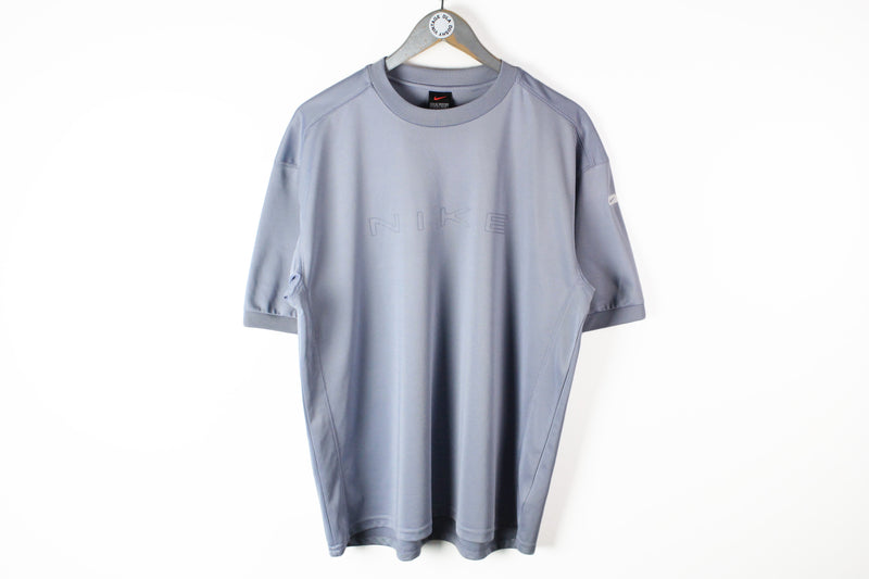 Vintage Nike T-Shirt XLarge big logo blue 90s sport polyester crew neck basic tee