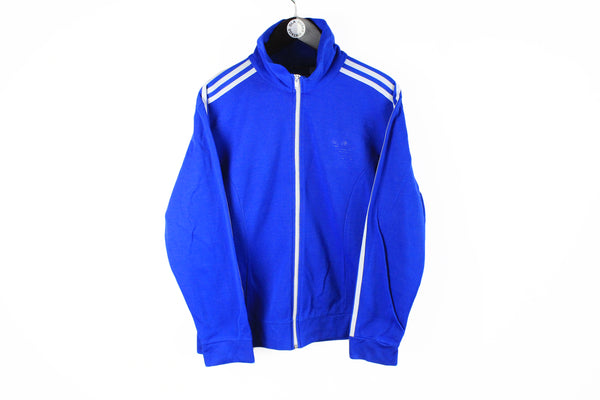 Vintage Adidas Track Jacket Medium blue 80s Hong Kong full zip retro style windbreaker