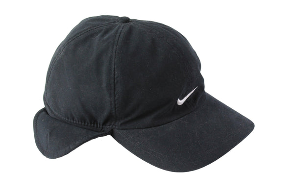 Vintage Nike Cap black winter ear ski style 90's hip hop hat
