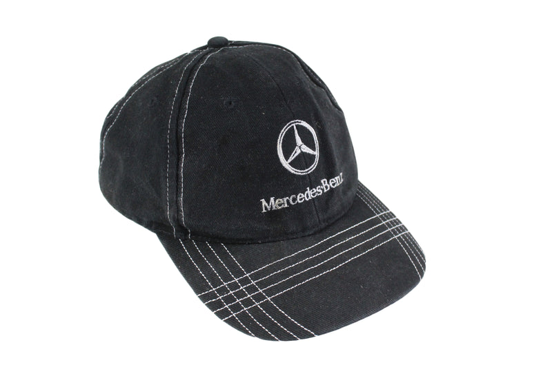Vintage Mercedes-Benz Cap black big logo car moto race racing style 80's 90's classic basic summer headwear street style outfit