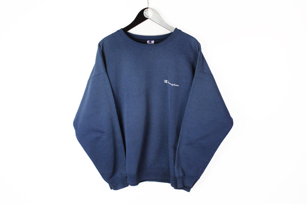 Vintage Champion Sweatshirt Large / XLarge blue small logo 90's retro style crewneck jumper