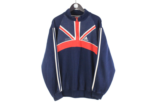 Adidas Great Britain Athletics Team Sweatshirt 1/4 Zip XLarge 2012 Olympic Games London authentic big logo jumper