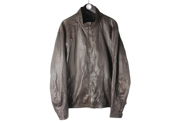 Zegna Sport Leather Jacket brown leather heavy classic luxury coat