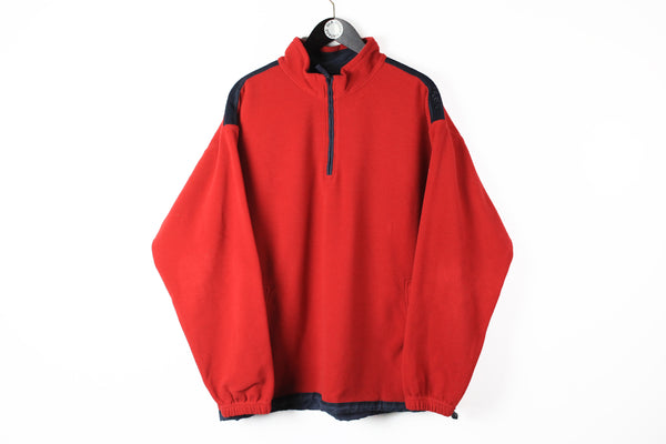 Vintage Paul & Shark Fleece 1/4 Zip 2XLarge red 90s casual style sweater