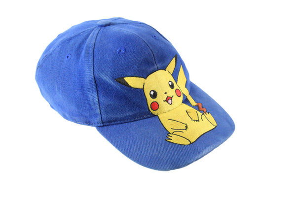 Vintage Pikachu Pokemon Cap Kids blue big logo 90s 