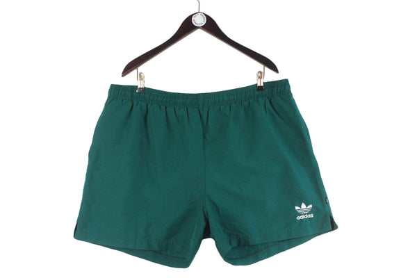 Vintage Adidas Shorts XXLarge green small logo swimming 90s retro shorts