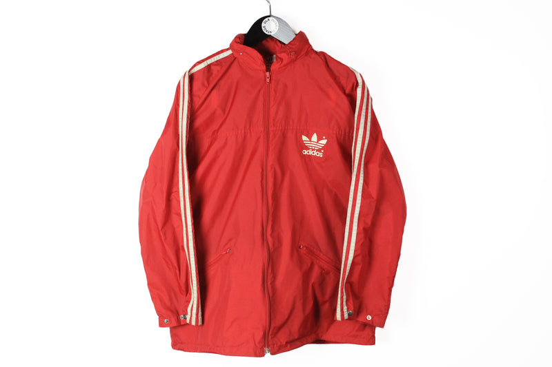 Vintage Adidas Jacket Small red white 90's full zip retro style windbreaker