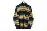 Vintage Paul & Shark Sweater Large rugby shirt striped pattern velour 90s 