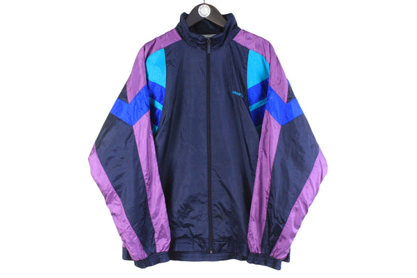 Vintage Adidas Track Jacket XLarge navy purple 90s retro sport style windbreaker athletic jacket