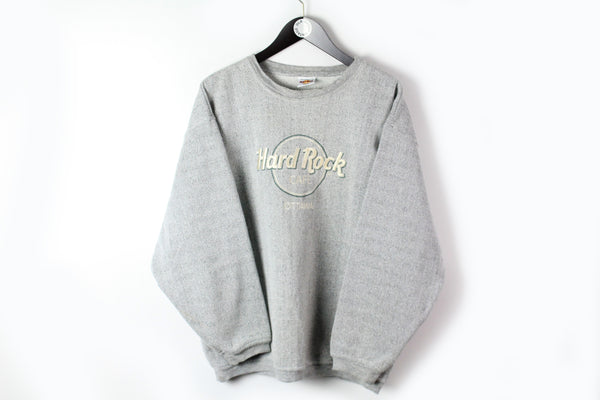 Vintage Hard Rock Ottawa Sweatshirt Medium big logo gray basic jumper 