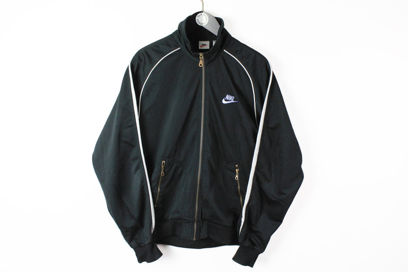 Vintage Nike Track Jacket Medium / Large black small logo full zip windbreaker 90s