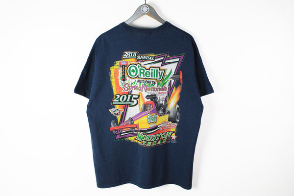NHRA Drag Racing 2015 T-Shirt XLarge / XXLarge blue big logo cotton 15s tee Houston Texas
