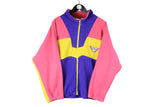 Vintage Odlo Fleece Full Zip Medium multicolor 90s bright ski sweater retro wear pink purple