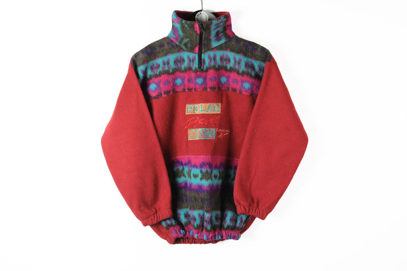 Vintage Fleece 1/4 Zip XSmall polar athletic red multicolor sweater