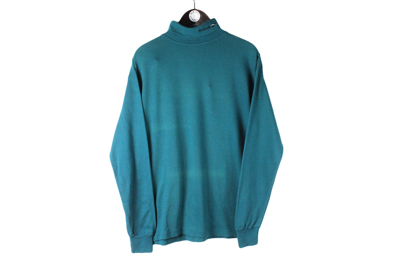 Vintage Reebok Turtleneck Medium green sweatshirt 90s sport style UK jumper