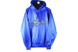 Vintage Karl Kani Hoodie Medium blue 90s retro big logo hooded jumper sport style hip hop 