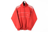 Vintage Adidas Track Jacket Small 80s red full zip classic white stripes windbreaker