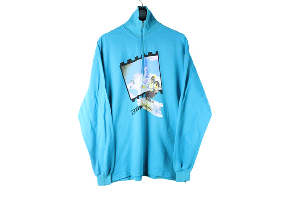Vintage Maser Sweatshirt 1/4 Zip XLarge ski blue jumper sport style 90s retro snowboard 