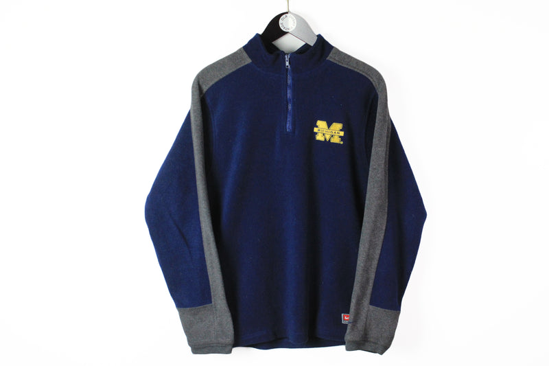 Vintage Michigan Wolverines Fleece 1/4 Zip Small / Medium Nike sweater team navy blue University 90s sport 