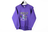 Vintage Chicago Bulls Michael Jordan Sweatshirt Small purple 90s crew neck big logo NBA basketball bootleg crazy purple jumper