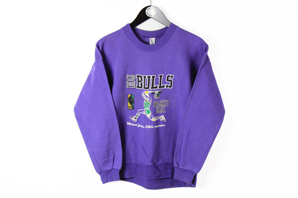 Vintage Chicago Bulls Michael Jordan Sweatshirt Small purple 90s crew neck big logo NBA basketball bootleg crazy purple jumper