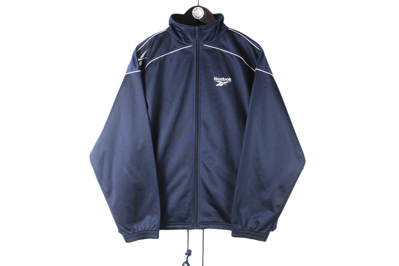 Vintage Reebok Tracksuit Small navy blue classic UK style 90s retro jacket and track pants sport suit 