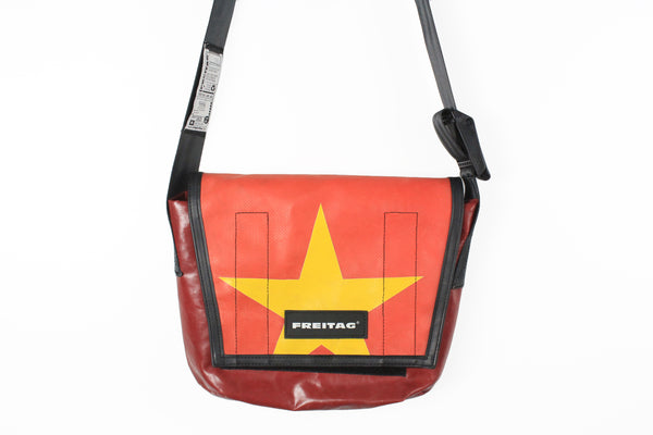 Freitag Messenger Bag big logo red yellow star bright rare hipster street style outfit