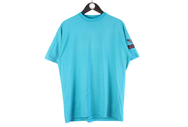 Vintage Adidas T-Shirt Large blue 90s basic sleeve logo retro classic shirt