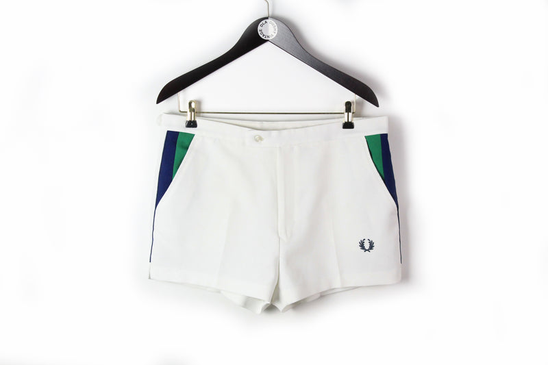 Vintage Fred Perry Tennis Shorts XLarge white 80s classic retro style UK brand court shorts