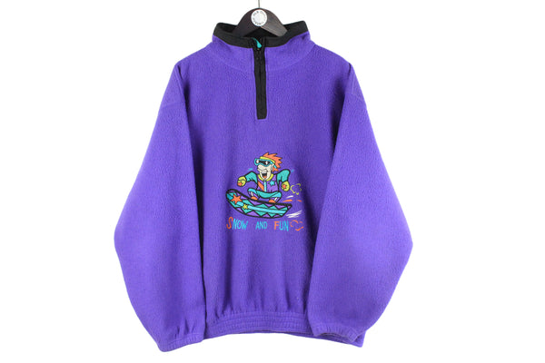 Vintage Beach&Snow Fleece 1/4 Zip Large purple 90s ski extreme jumper retro snowboard sweater winter outdoor pullover