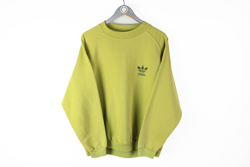 Vintage Adidas Sweatshirt Medium green small logo 90s sport jumper retro classic basic sweatshirt