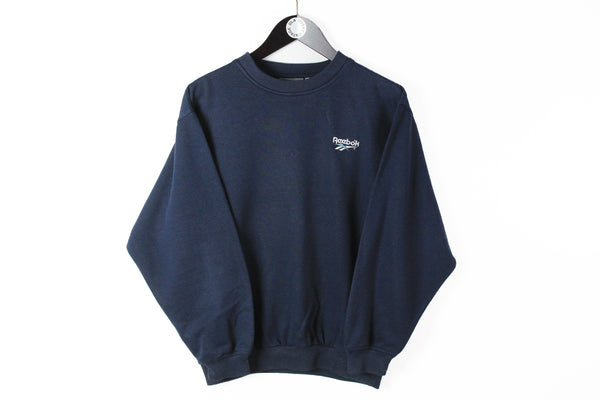 Vintage Reebok Sweatshirt Small navy blue 90s small logo crew neck sport pullover