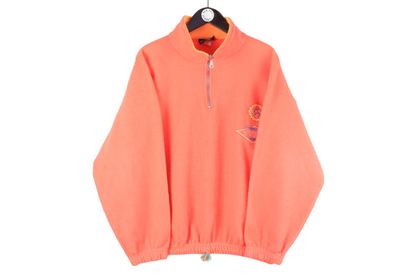 Vintage Santostefano Fleece 1/4 Zip Medium orange bright 90s retro ski style sweater