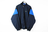 Vintage Lacoste Track Jacket XLarge blue big logo 90s windbreaker made in France