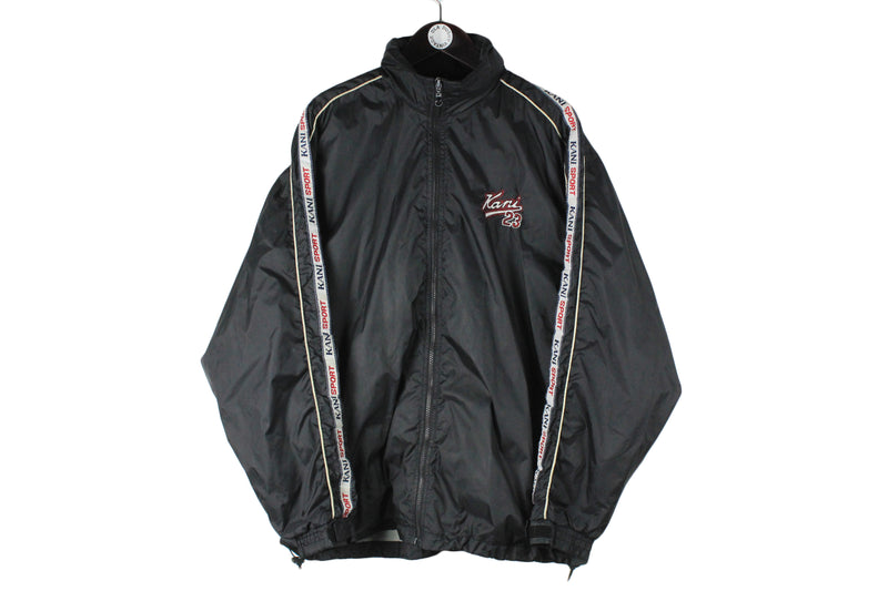 Vintage Kani Jacket XLarge / XXLarge size men's oversized retro black full zip windbreaker street style authentic athletic clothing 90's brand sport streetwear full sleeve logo hip hop USA