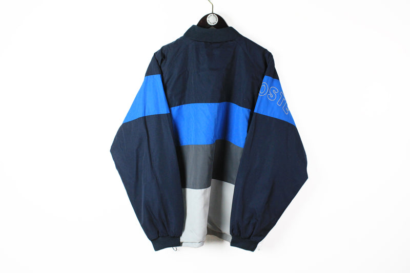 Vintage Lacoste Track Jacket XLarge blue big logo 90s windbreaker made in France